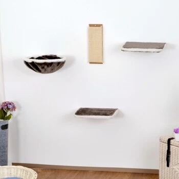 Silvio Design Katzen-Kletterwand 4-teilig Grau 1 Silvio Design Katzen-Kletterwand 4-teilig Grau