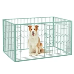 FEANDREA Welpenauslauf 4-teilig Schwarz Mintgrün