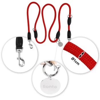 Lionto Verstellbare Hundeleine, Doppelleine Rot 5 Lionto Verstellbare Hundeleine, Doppelleine Rot – Bild 5