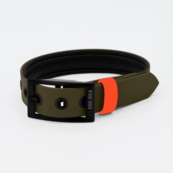 THE DOG IDEA Biothane Halsband Khaki Neon Orange XS 6 THE DOG IDEA Biothane Halsband Khaki Neon Orange XS – Bild 6
