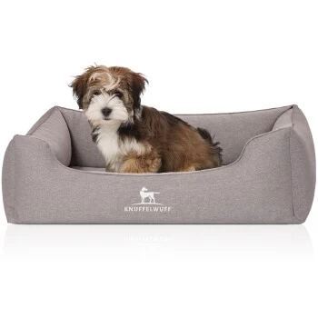 Knuffelwuff Orthopädisches Hundebett Leano Aus Velours Mit Handwebcharakter Grau M-L 4 Knuffelwuff Orthopädisches Hundebett Leano Aus Velours Mit Handwebcharakter Grau M-L – Bild 4
