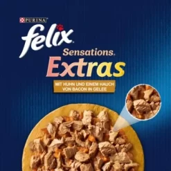 Felix Sensations Extras Gelees 26x85g Mit Huhn Und Einem Hauch Von Bacon -Tierbedarf Fach Geschäfte acc1fa71e4b94693a0005eea2c6544d0e6a79fbe 74fcf208f3936ff9e03de953bbc2026fce5d3760